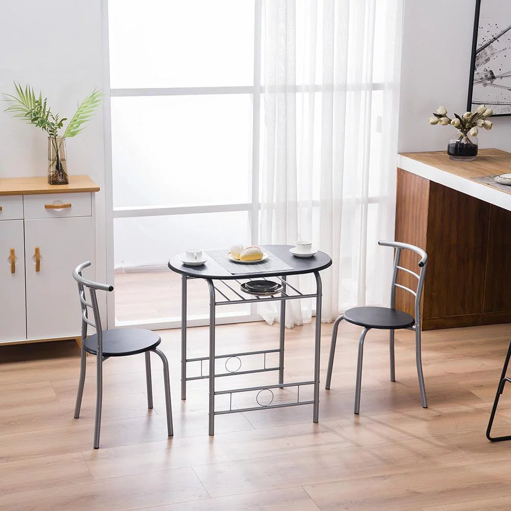 3-Piece Wooden Round Table and Chairs Set W992171