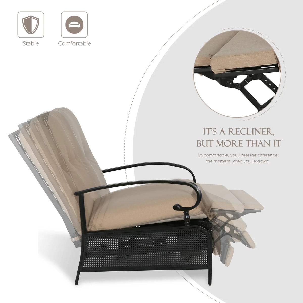 3 Pieces Metal Recliner Conversation Set E561805