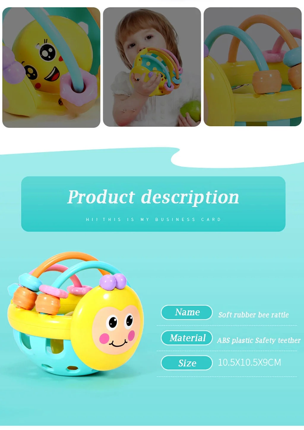 Ball Rattles Bell Infant Baby Plastic Toy Hand Bell Education Toy V256506