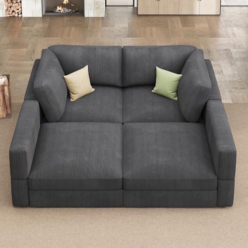 Beige Corduroy Modular Sectional Sofa with Storage K425
