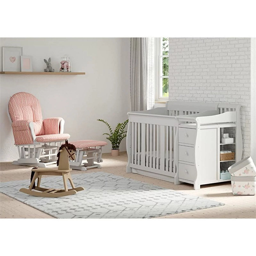 4-in-1 Convertible Crib and Changing Table Set in White R8142