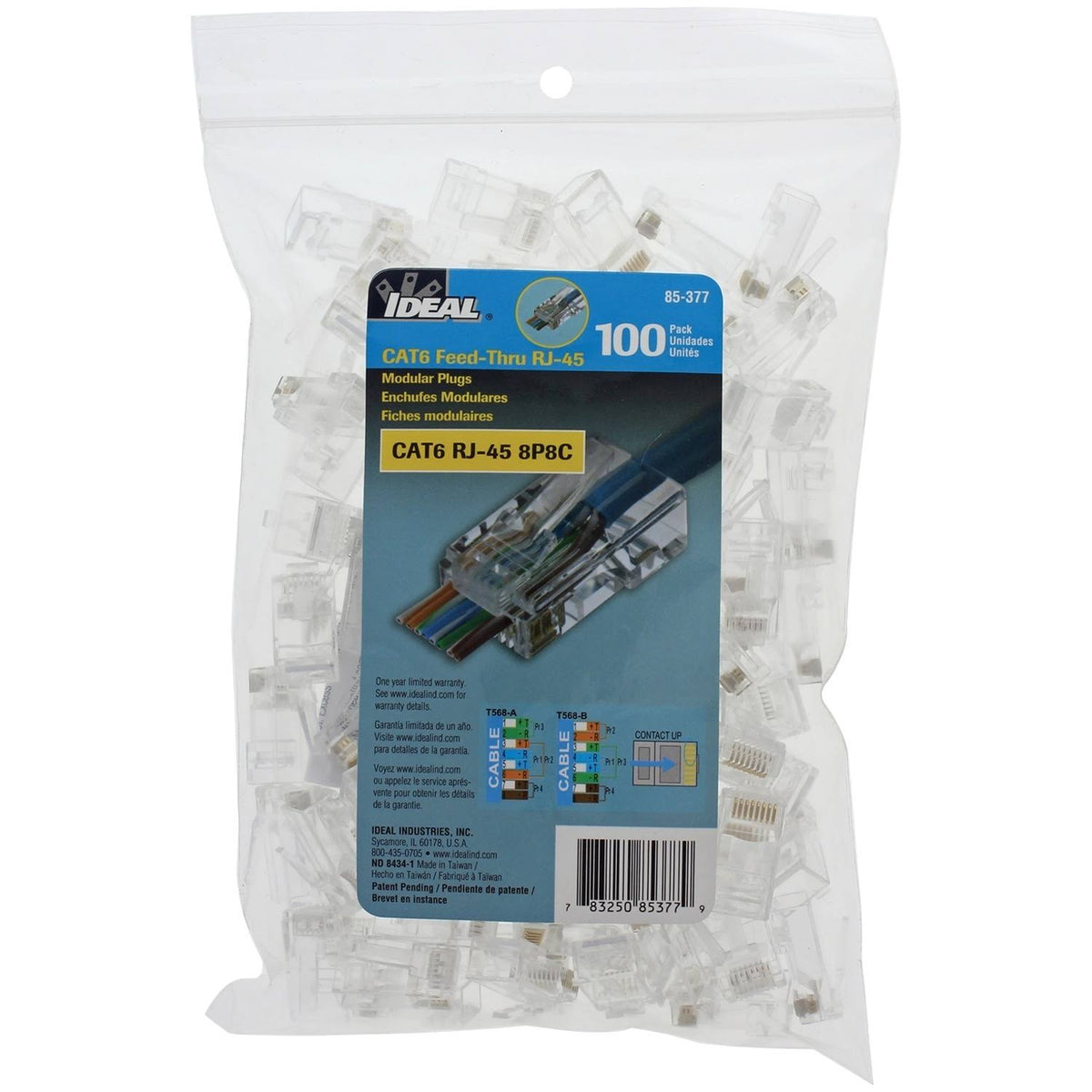 CAT-6 Feed-Thru RJ45 Mod Plugs 100 count S685