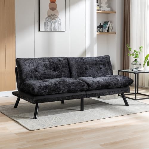 Black Convertible Futon Sofa Bed with Metal Legs L5008