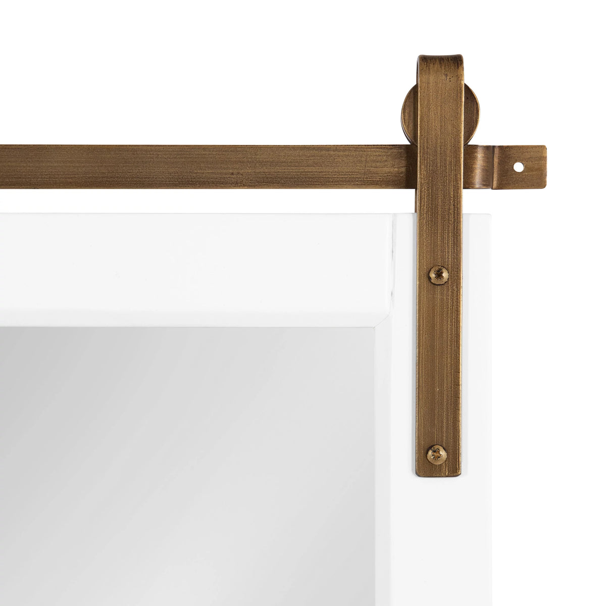 White and Antique Gold Wood Framed Wall Mirror R49056