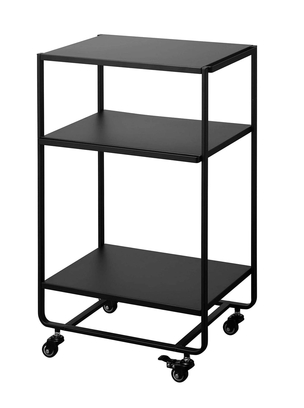 Black Steel Three-Tier Rolling Server Cart W94695