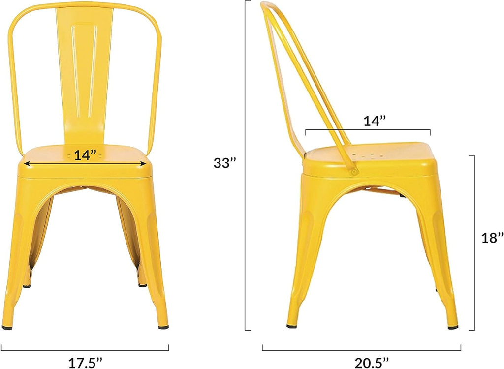 Yellow Metal Stackable Dining Chair (Set of 4) L978