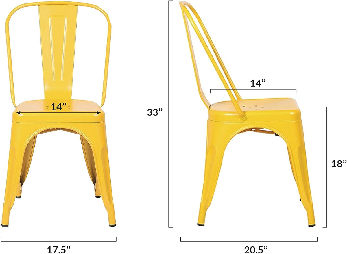 Yellow Metal Stackable Dining Chair (Set of 4) L978