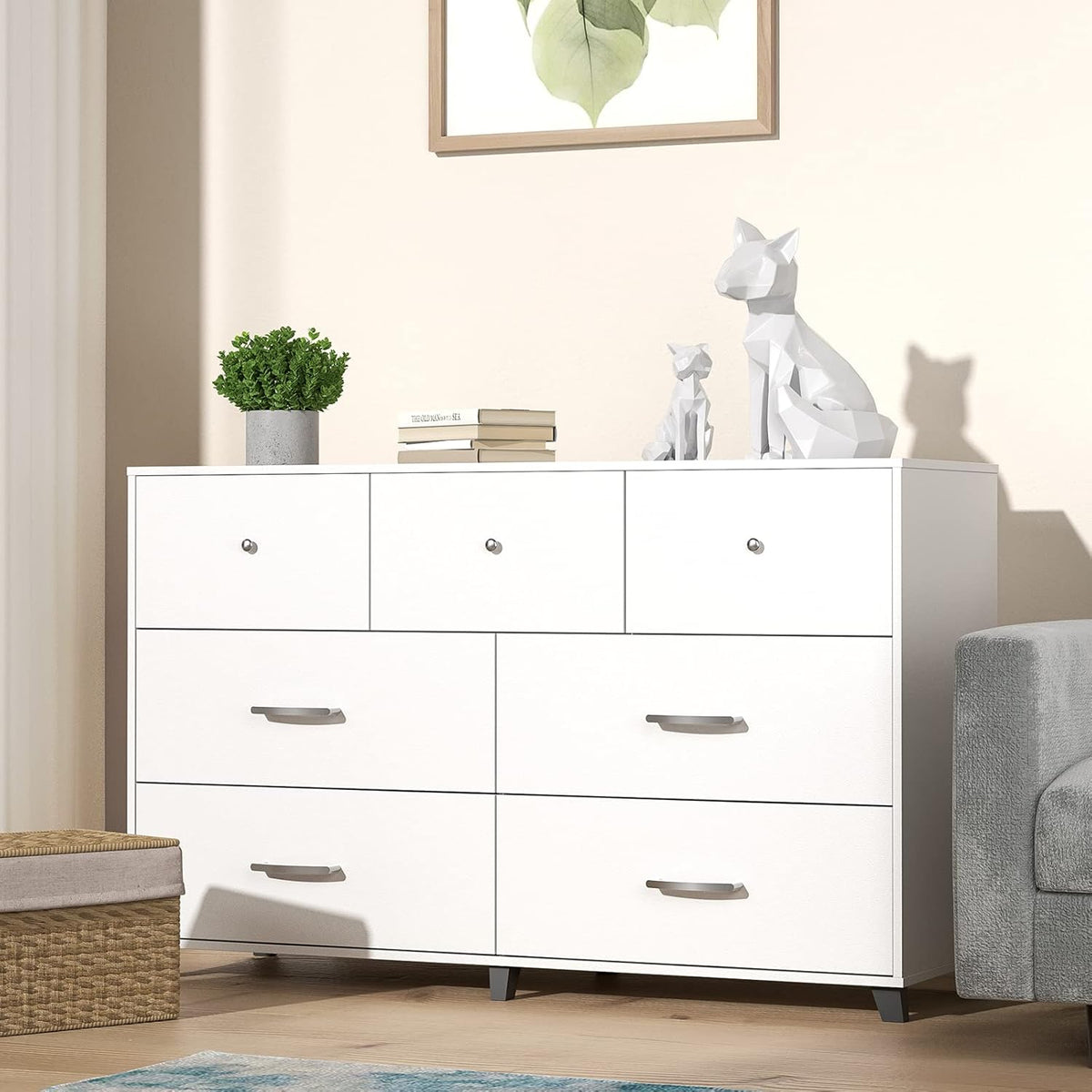 White 6-Drawer Vertical Dresser I975