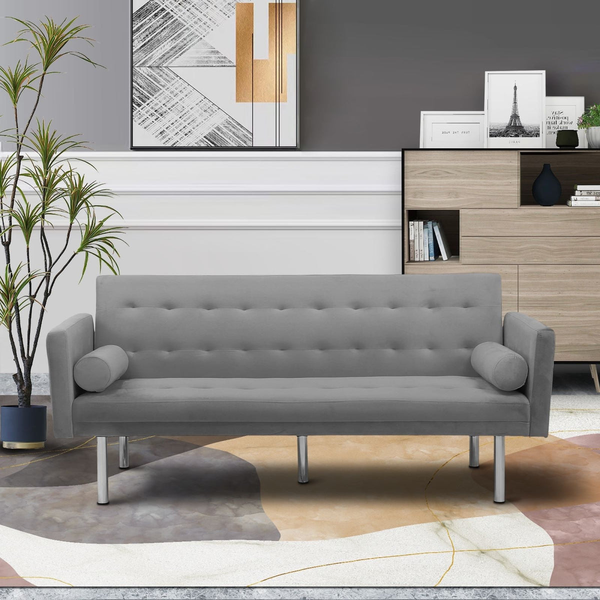 Pink Velvet Convertible Sofa Sleeper Sofa Q303549