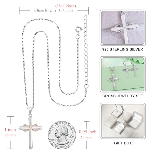 925 Sterling Silver Polished Cross Pendant Necklace K2327