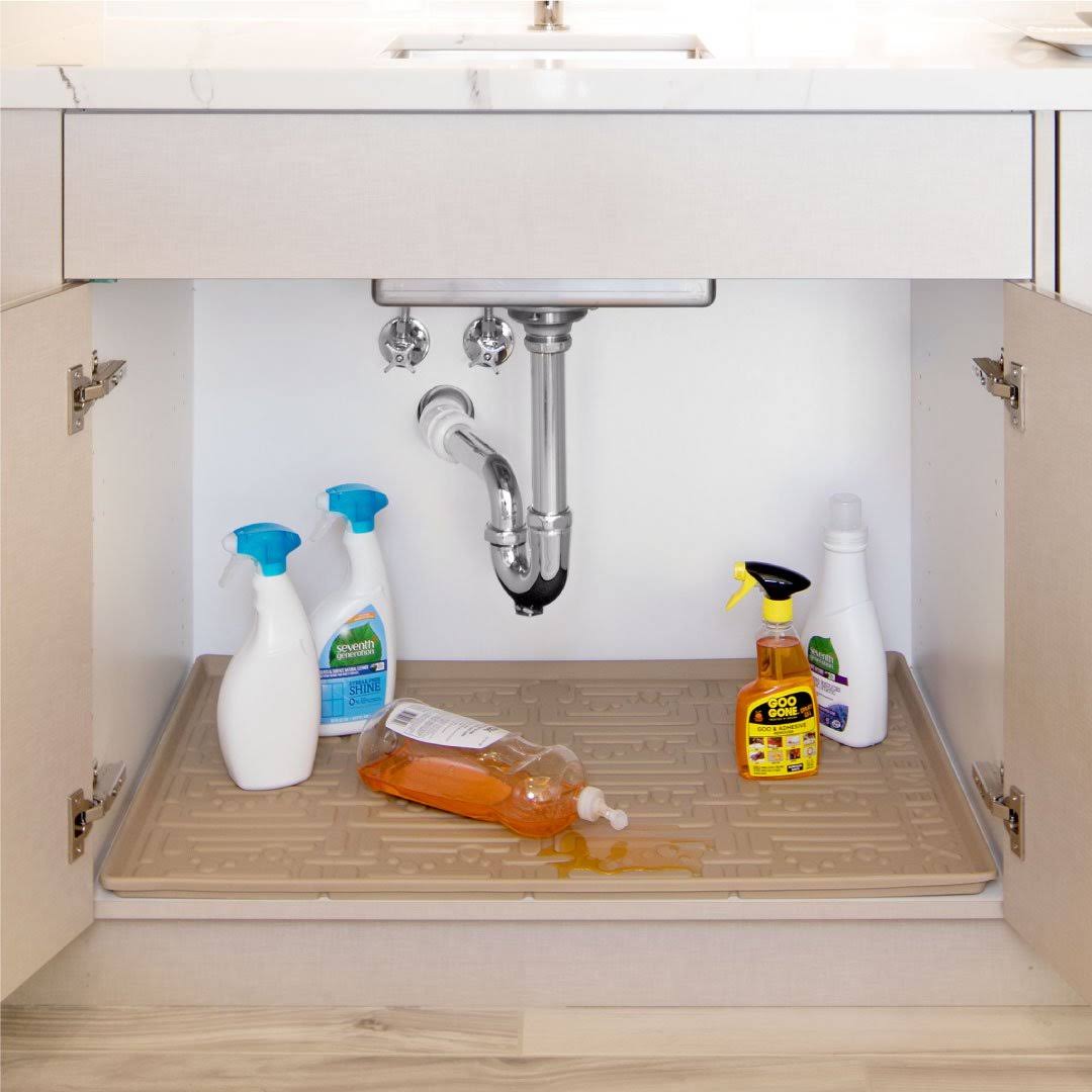 Under Sink Kitchen Cabinet Mat 37 x 22 inch Beige Q551105
