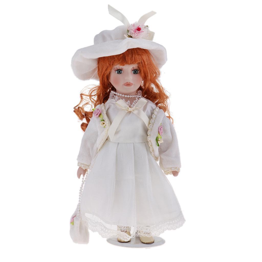 12inch Porcelain Doll with Lace Dress & Stand P191