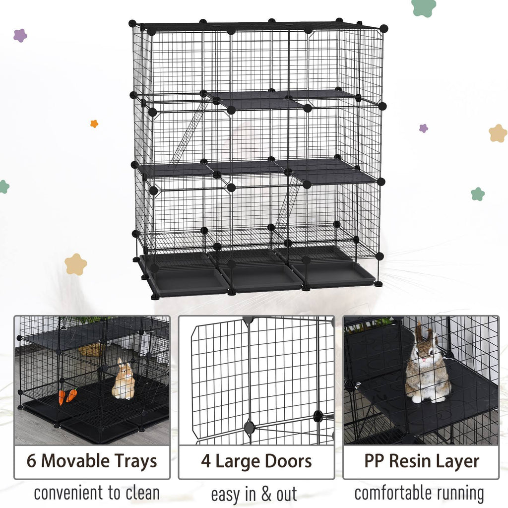 Black Steel Pet Playpen with Trays Z80721