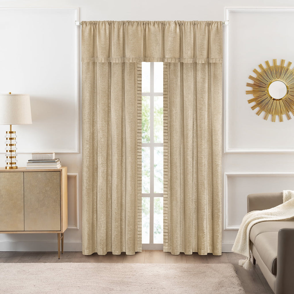 Tan Pleated Window Curtain Panels 52" X 84" N418