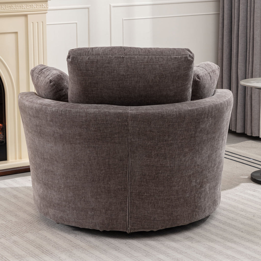 Oversized Round Swivel Accent Chair with 3 Pillows M14959