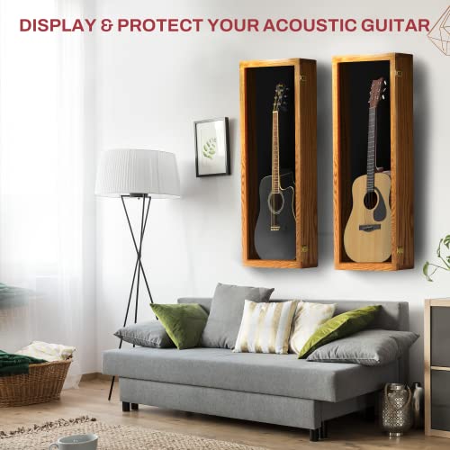 Natural Oak Acrylic Acoustic Guitar Wall Display Case W31169
