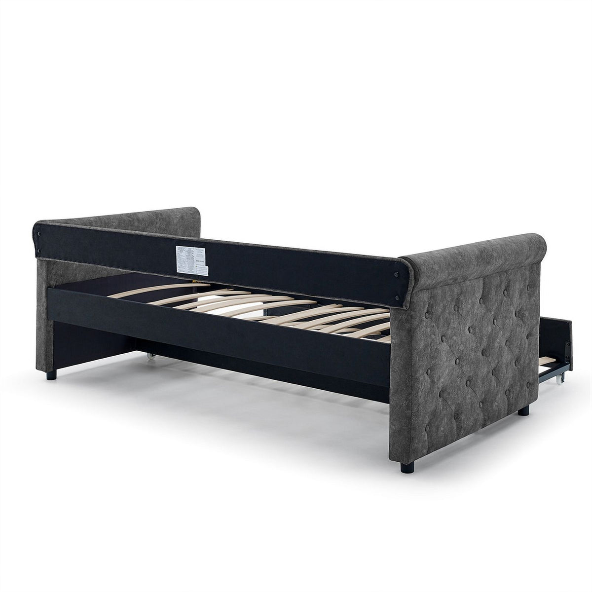 Gray Upholstered Tufted Sofa Bed With Rollers C521