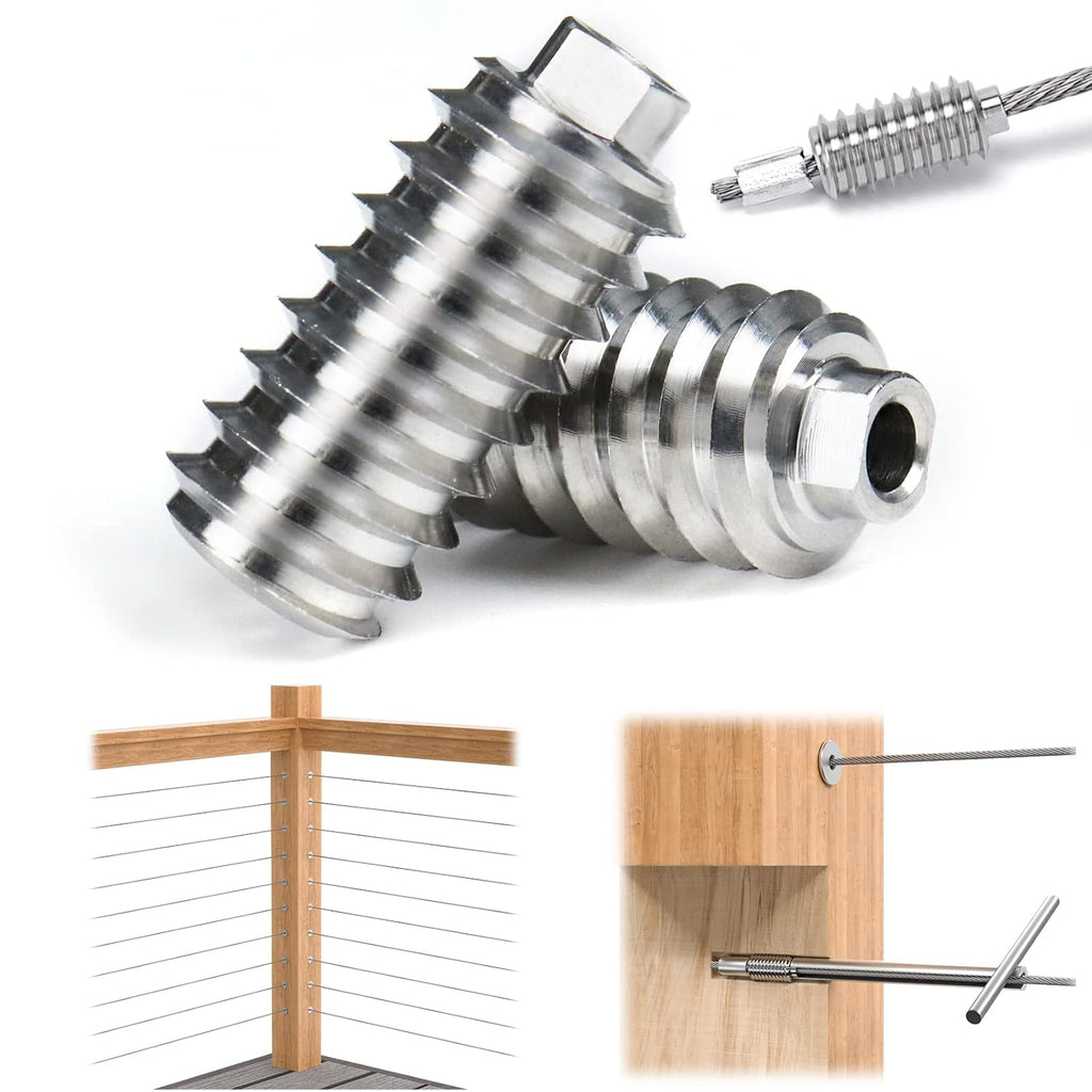 20Pack 1/8" Invisible Cable Railing Kit T316 Stainless Steel for Wood Posts Deck Stairs C164