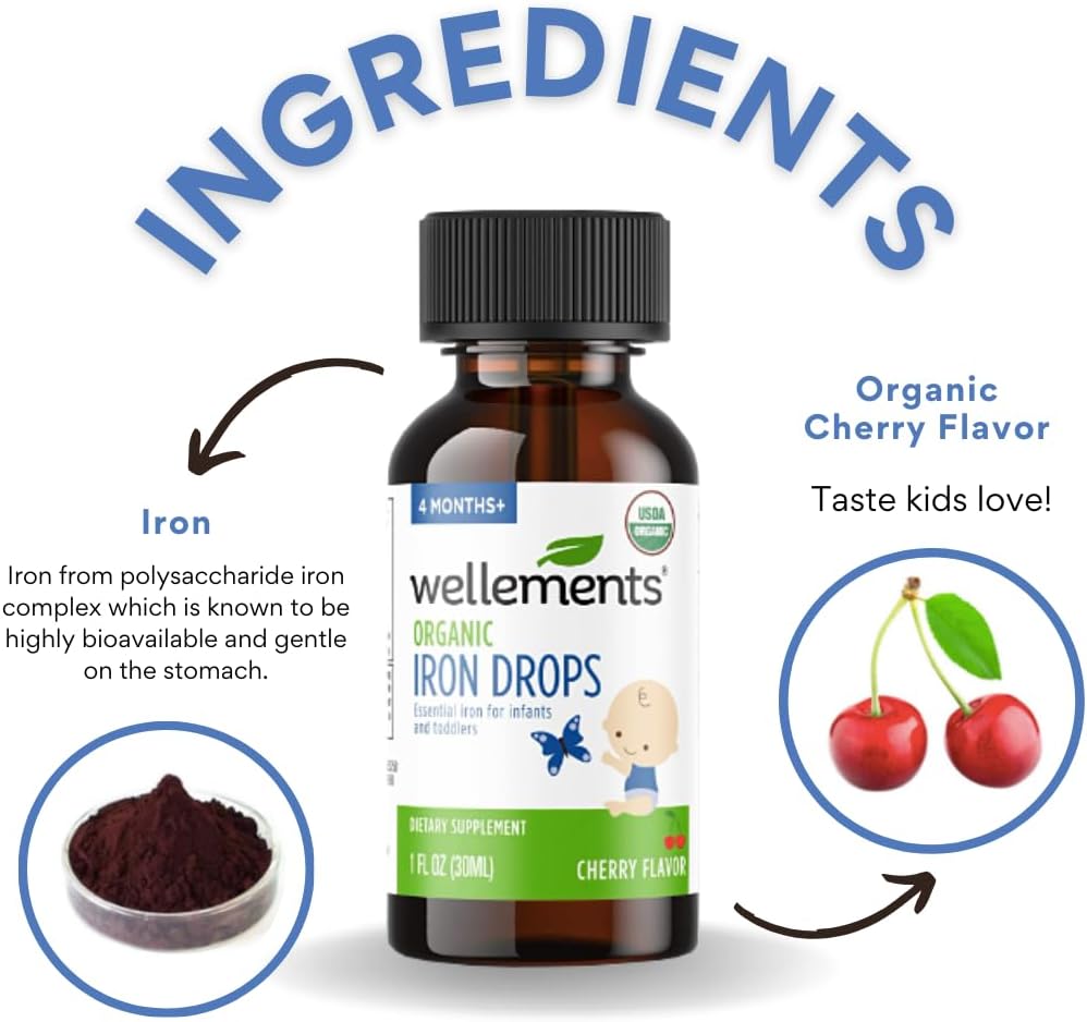Organic Iron Drops for Babies, Cherry Flavor, 1 Fl Oz P463736