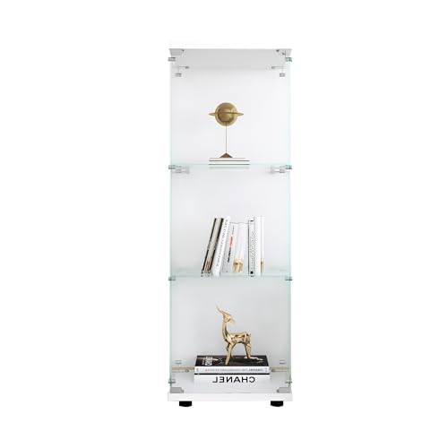White 3 Shelves Glass Display Cabinet U15844