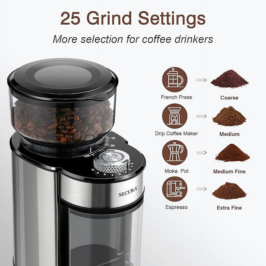 Stainless Steel Electric Conical Burr Coffee Grinder Y430041