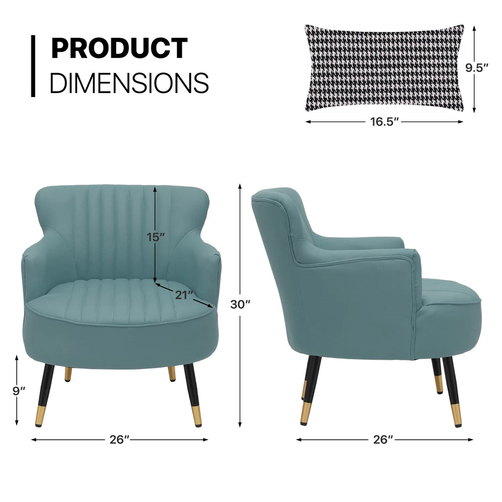 Cadet Blue Upholstered Accent Chair with Pillow N435722