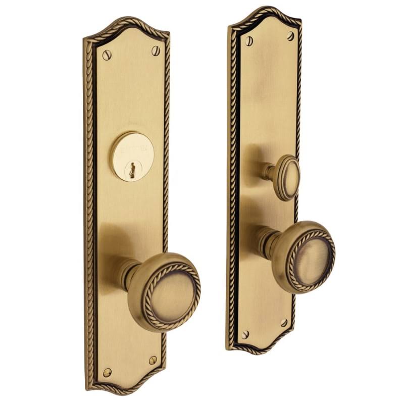 Satin Brass Brown Mortise Handleset Entrance Trim Set T148