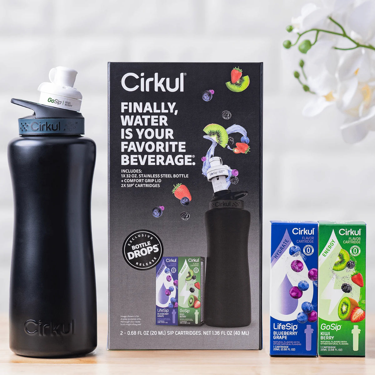 32oz Rose Gold Stainless Steel Water Bottle Starter Kit with Lid and 2 Flavor Cartridges Y454137