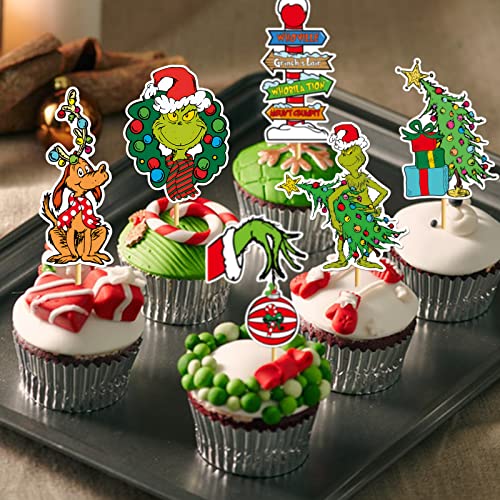 48Pcs Christmas Cupcake Toppers & Cake Decorations B366410