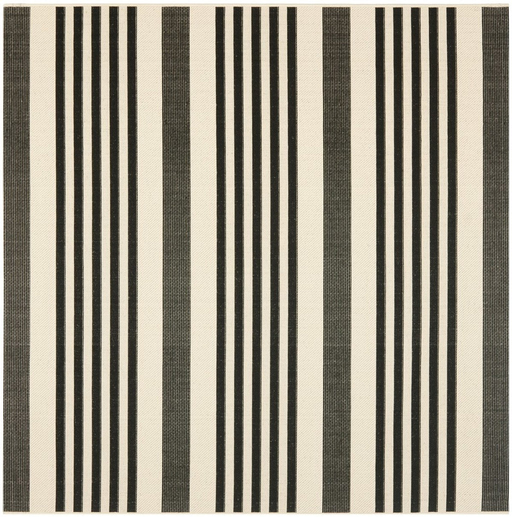 Black/Bone Striped Square Indoor/Outdoor Area Rug Y906