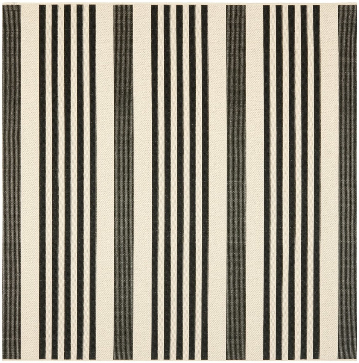 Black/Bone Striped Square Indoor/Outdoor Area Rug Y906