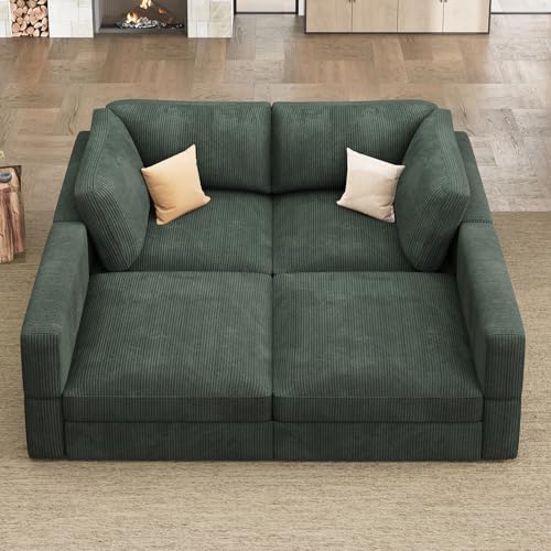 Beige Corduroy Modular Sectional Sofa with Storage K425