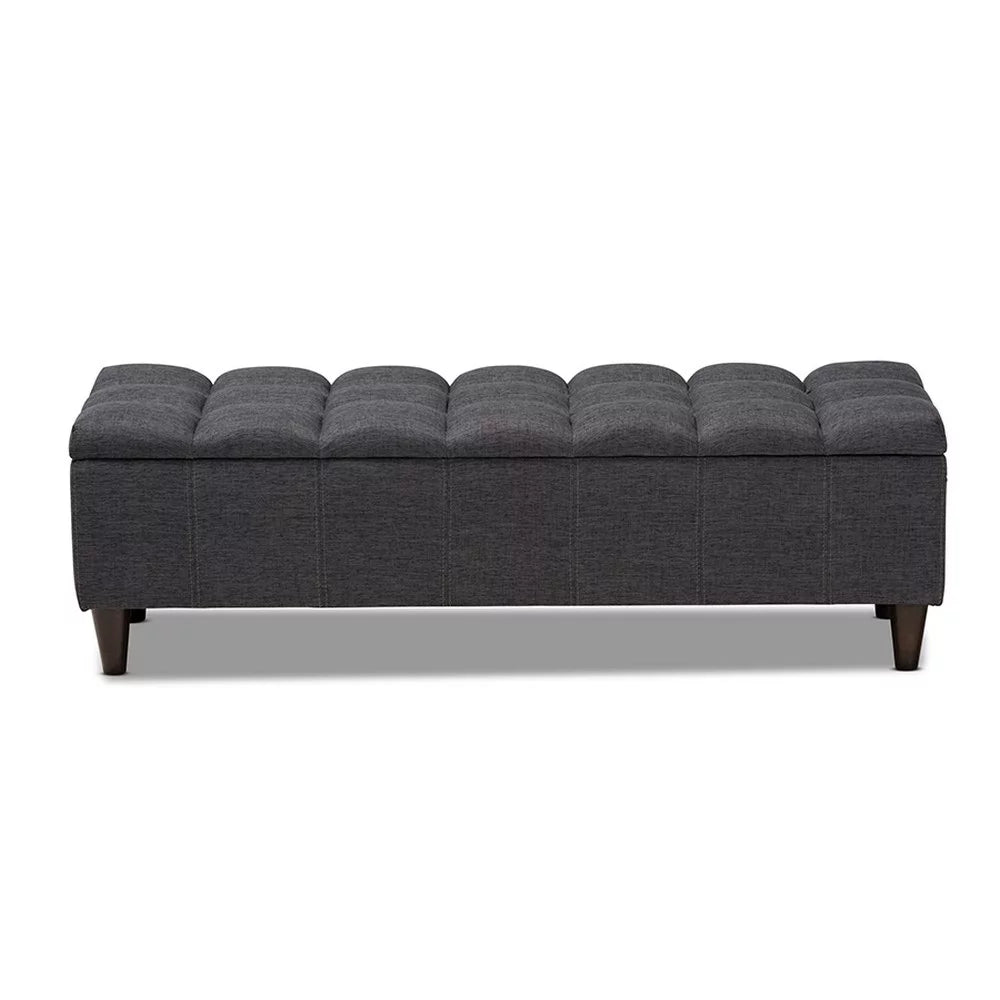 Charcoal Fabric Upholstered Wood Storage Bench Ottoman A494328