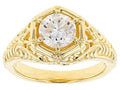 14K Yellow Gold Over Silver Moissanite Ring K997