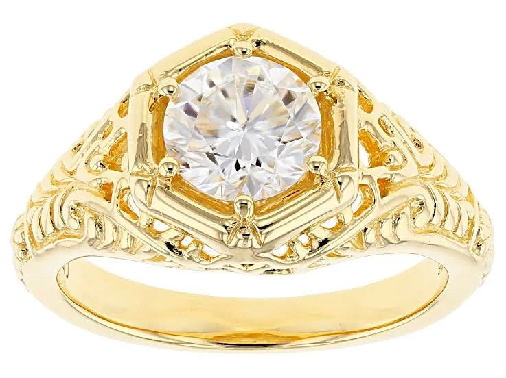 14K Yellow Gold Over Silver Moissanite Ring K997