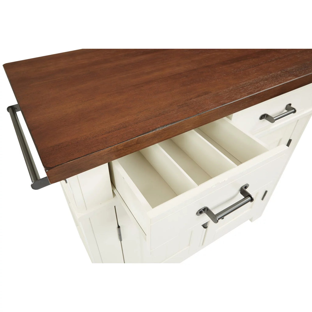 Black Kitchen Island with Vintage Oak Top E70097