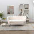 Ivory Boucle 2-Seater Loveseat Sofa with Gold Metal Legs Z494