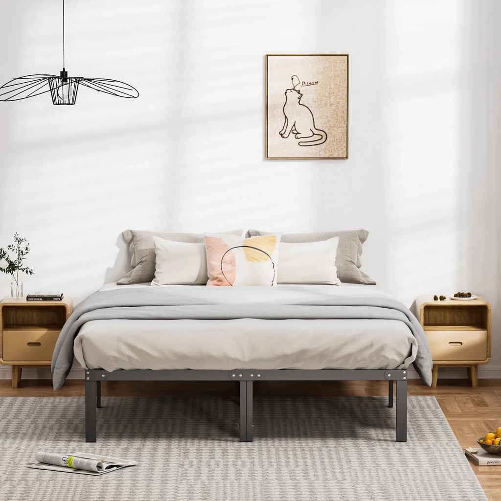 Queen Size Black Metal Platform Bed Frame U653
