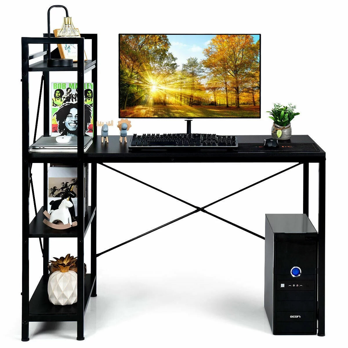 47.5" Computer Desk with 4 Tier Shelves C45487