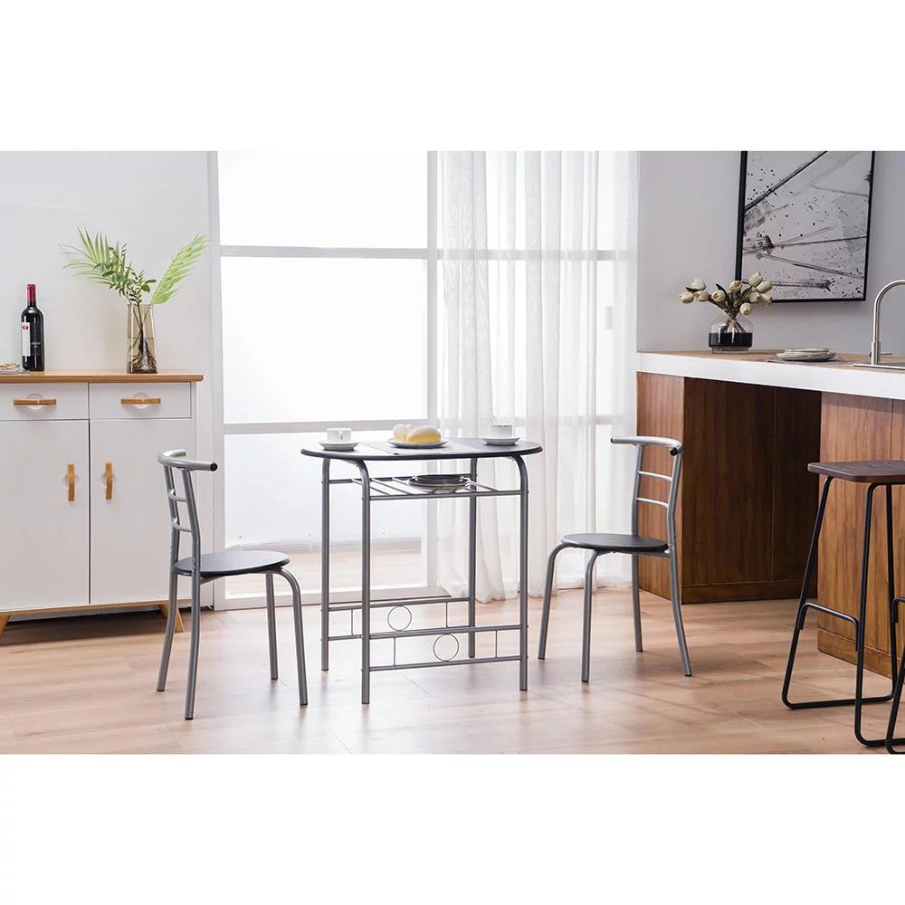 3-Piece Wooden Round Table and Chairs Set W992171
