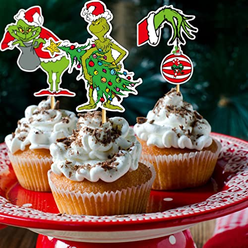 48Pcs Christmas Cupcake Toppers & Cake Decorations B366410