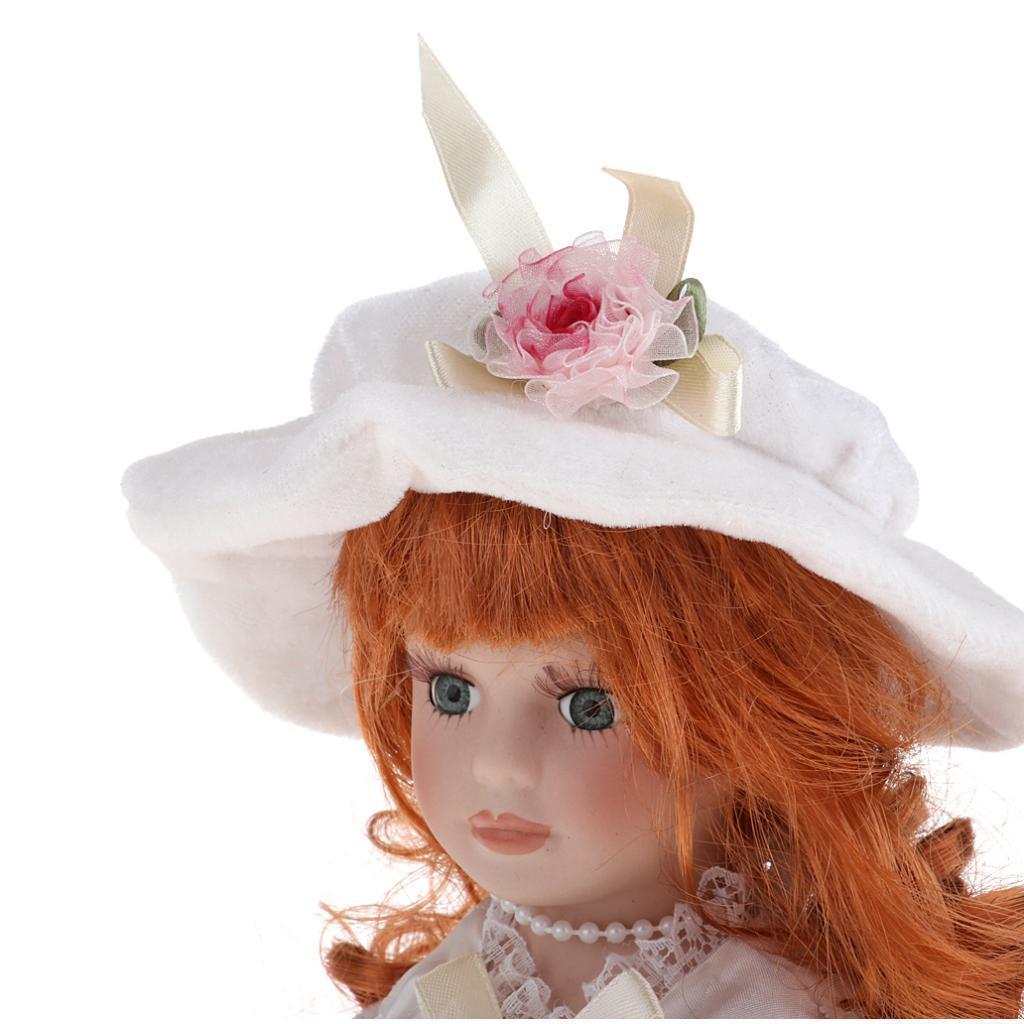 12inch Porcelain Doll with Lace Dress & Stand P191