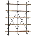 Double Wide 5-Tier Open Bookcase Wood and Metal Shelves E82338
