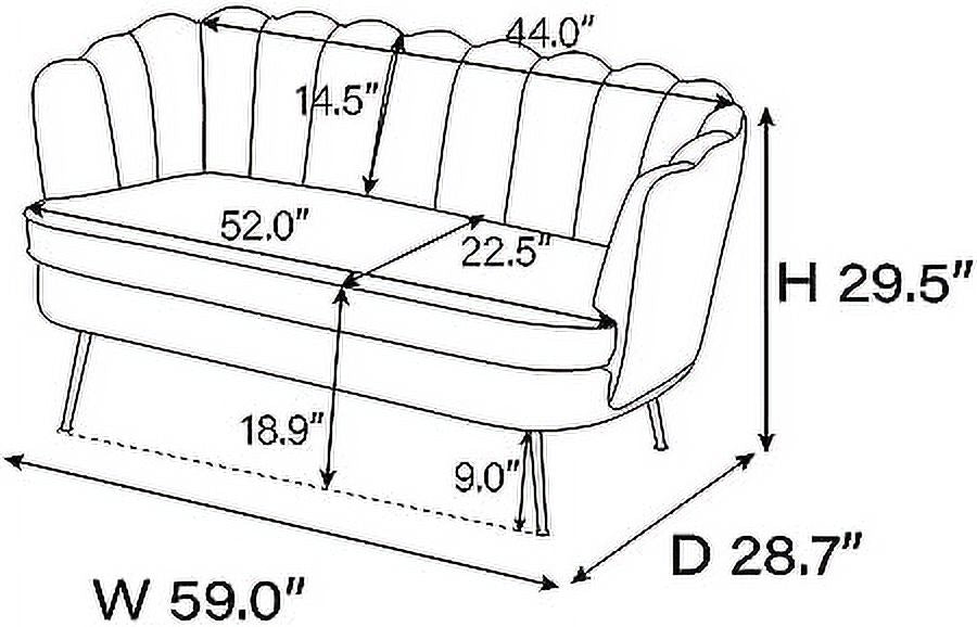 Ivory Boucle 2-Seater Loveseat Sofa with Gold Metal Legs Z494