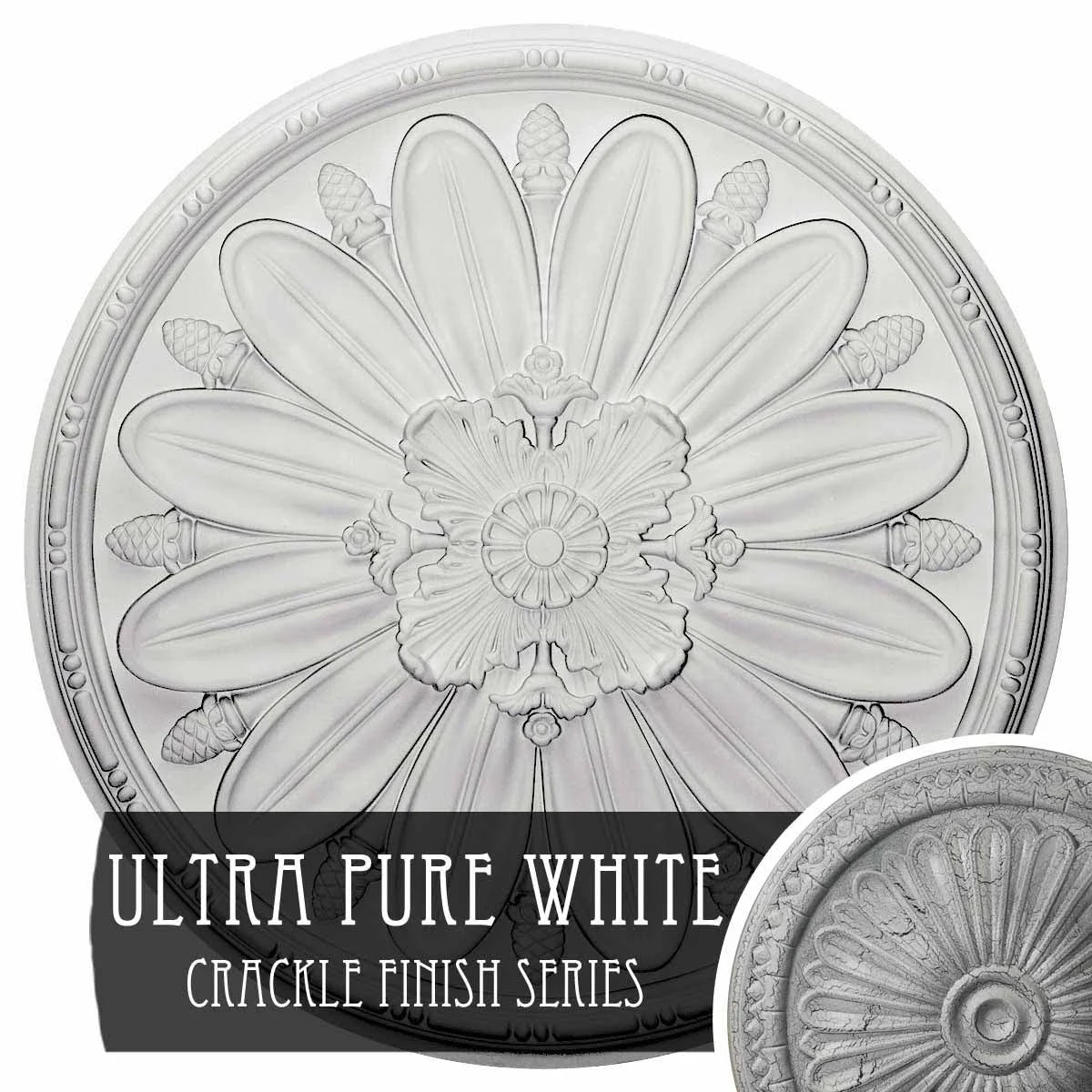 Ultra Pure White Crackle Ceiling Medallion X1898