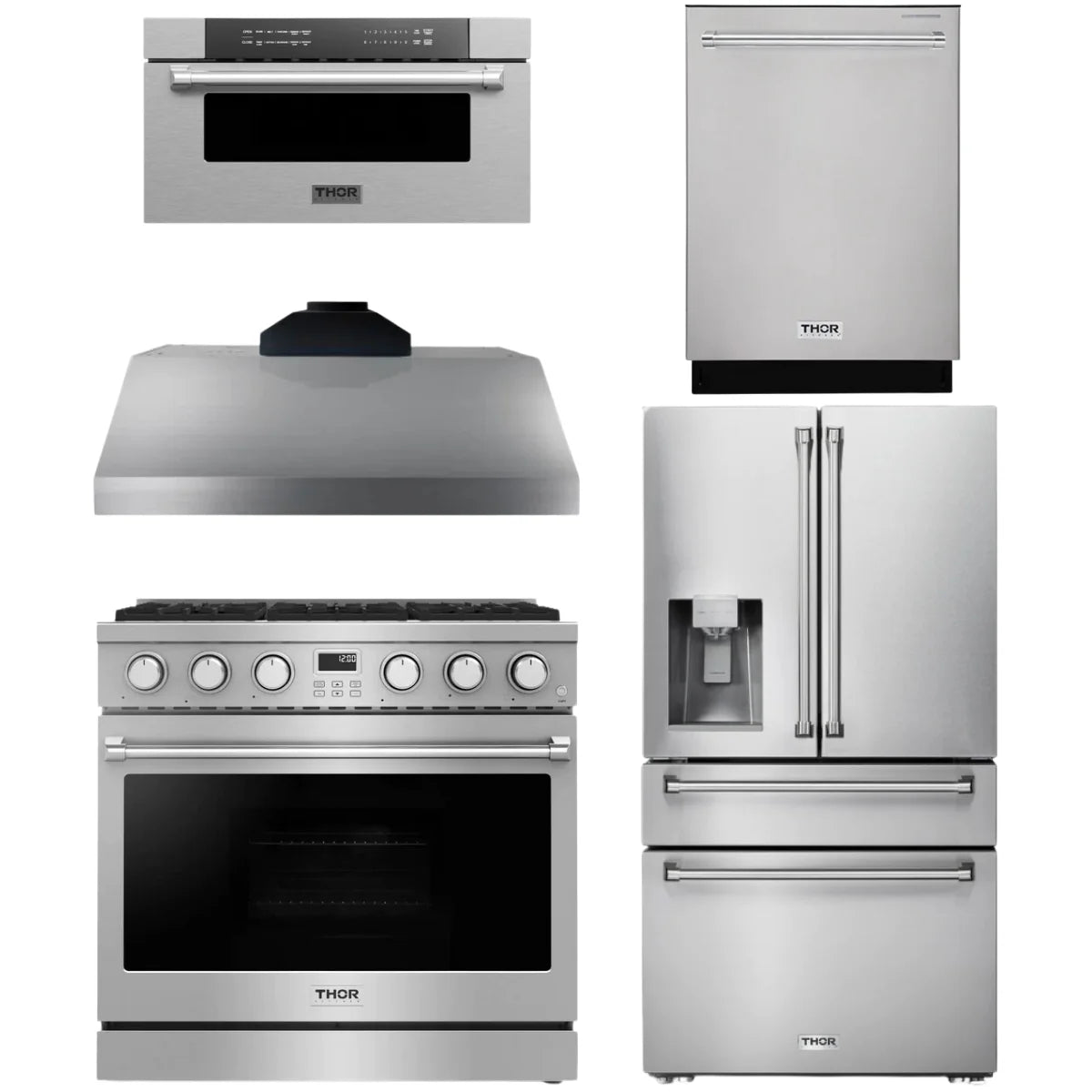 36 Gas Range, Range Hood, Refrigerator, Dishwasher and Microwave B432192