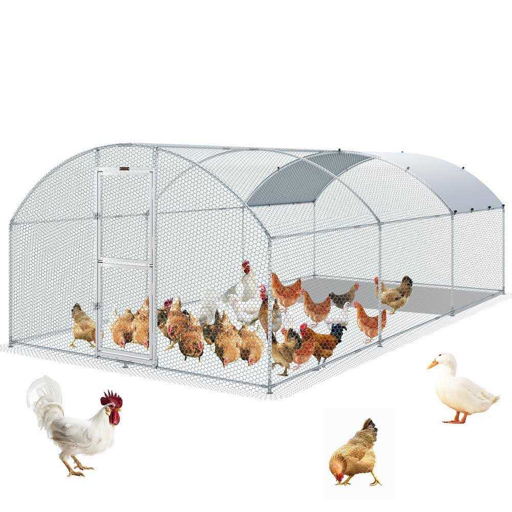 Large Metal Chicken Coop with Run and Waterproof Cover N72454