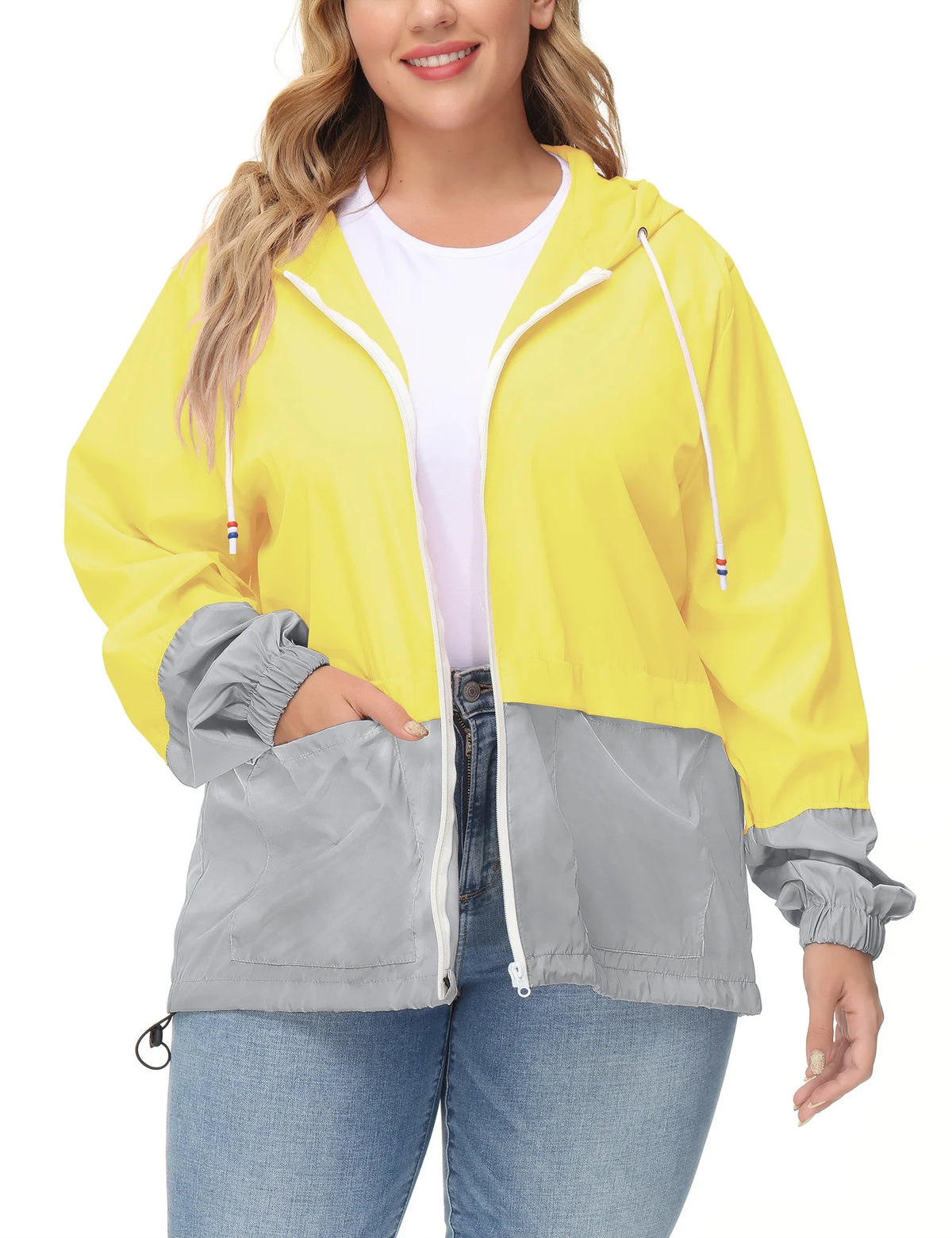 Plus Size Waterproof Hooded Rain Jacket U11304