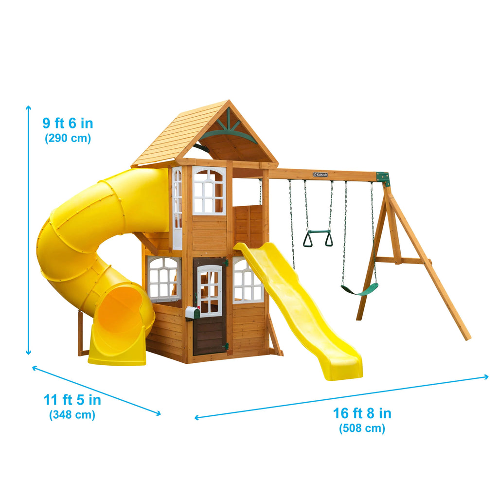 Wooden Swing Set with Slide and Play Kitchen S81621