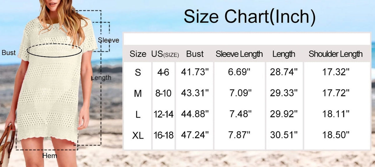 Crochet Hollow Out Knit Short Sleeve Beach Dress C4564